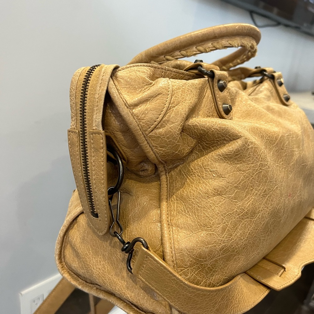 Balenciaga Motocross Giant 12 Part Time Bag Top Handle Light-Brown Beige Leather - Picture 4 of 13